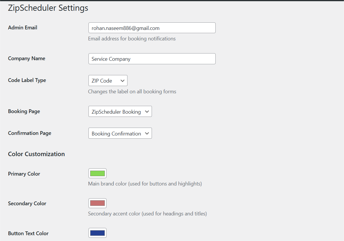 Settings Page